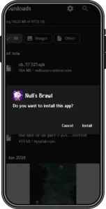 Nulls Brawl APK dosyasını Android dosya yöneticisinden açma ve yükleme ekranı